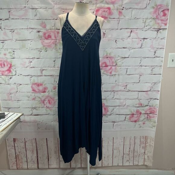 Hale Bob Women's Spaghetti Beaded Breezy Flowy Sundress In Blue Size M - Picture 1 of 12